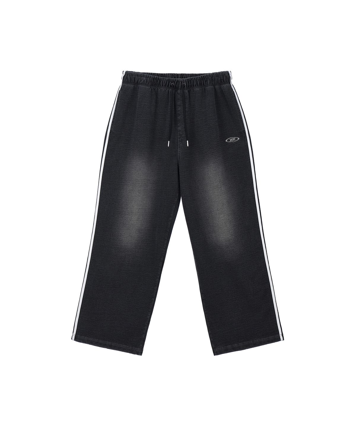 본투윈(BORN TO WIN) DENIM LIKE TRACK LINE SWEAT PANTS [BLACK DENIM]