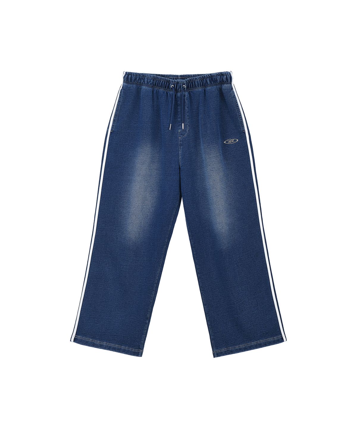 본투윈(BORN TO WIN) DENIM LIKE TRACK LINE SWEAT PANTS [MID DENIM]