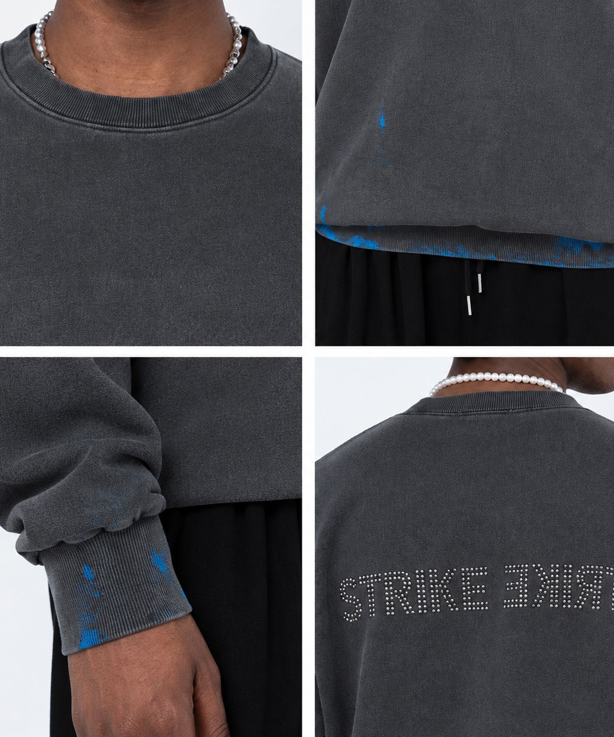 스트라이크(STRIKE) Atelier Washed Studded Sweatshirt (3 COLORS)