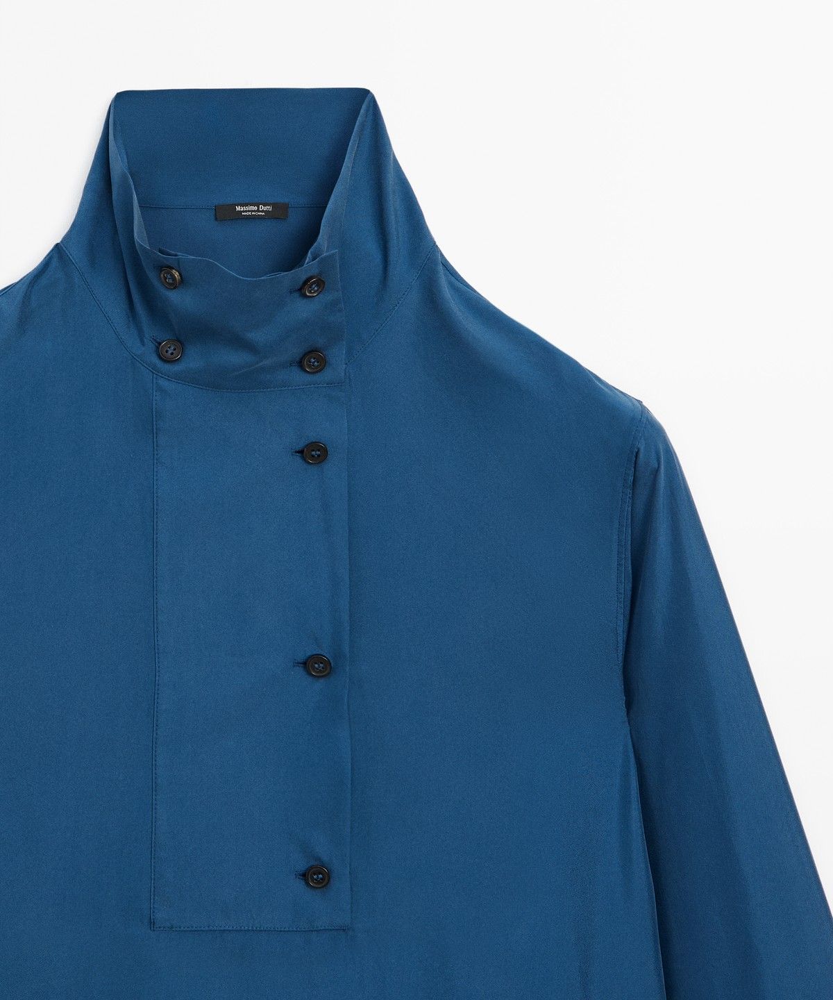 마시모두띠(MASSIMO DUTTI) 100% 멀버리 실크 하이넥 셔츠