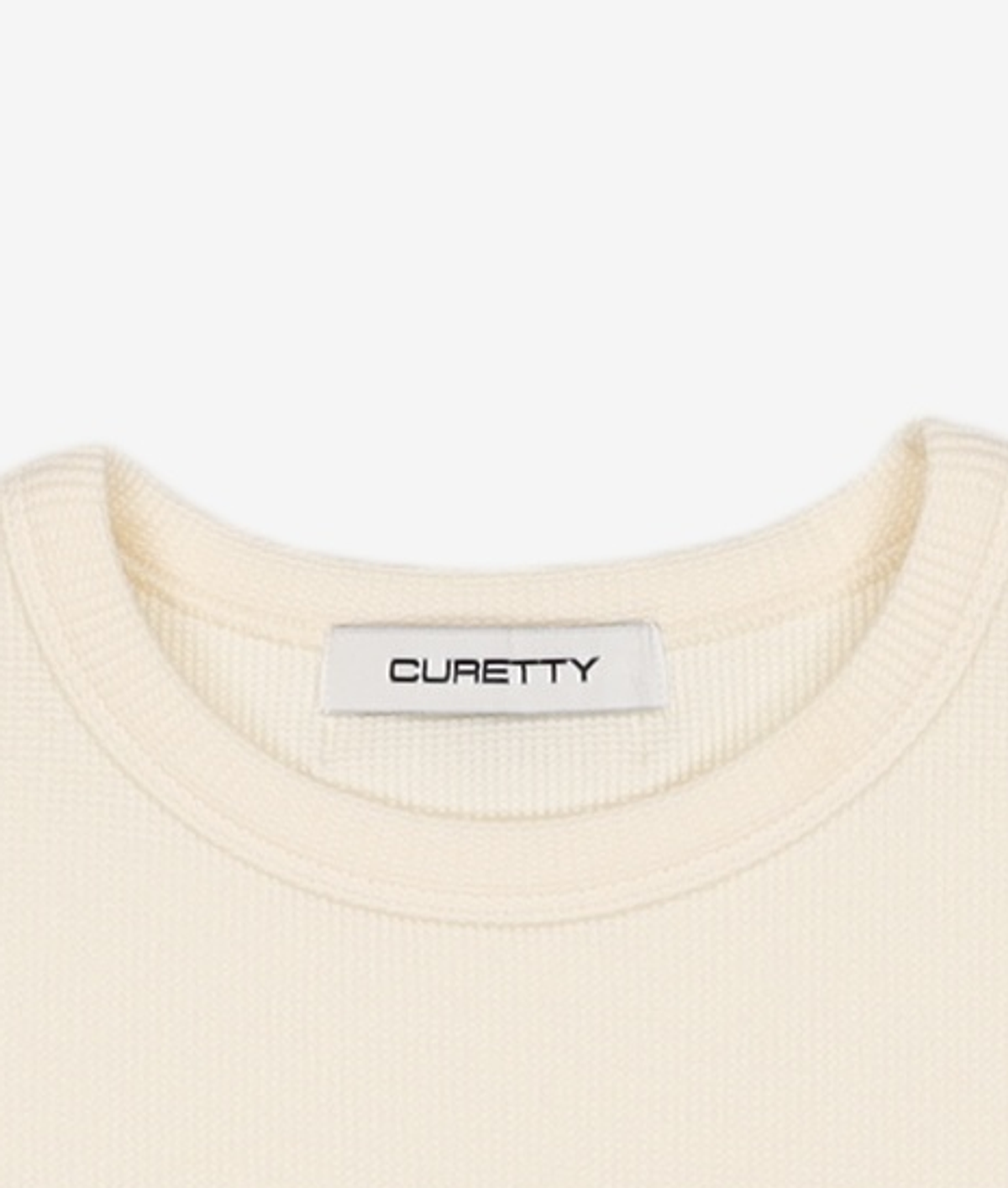 큐리티(CURETTY) C 90S LINE WAFFLE BASIC T-SHIRT_CREAM S