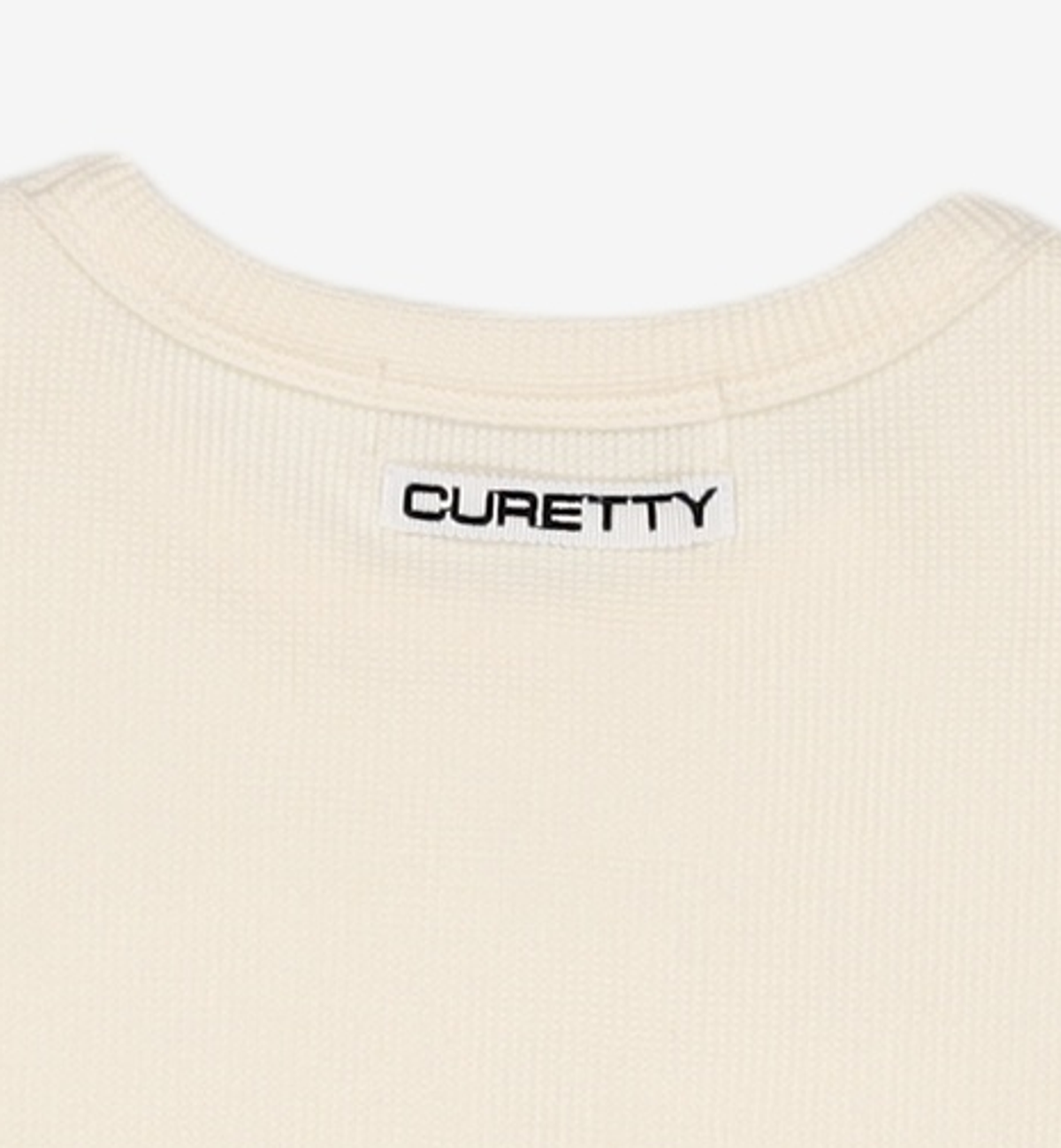 큐리티(CURETTY) C 90S LINE WAFFLE BASIC T-SHIRT_CREAM S