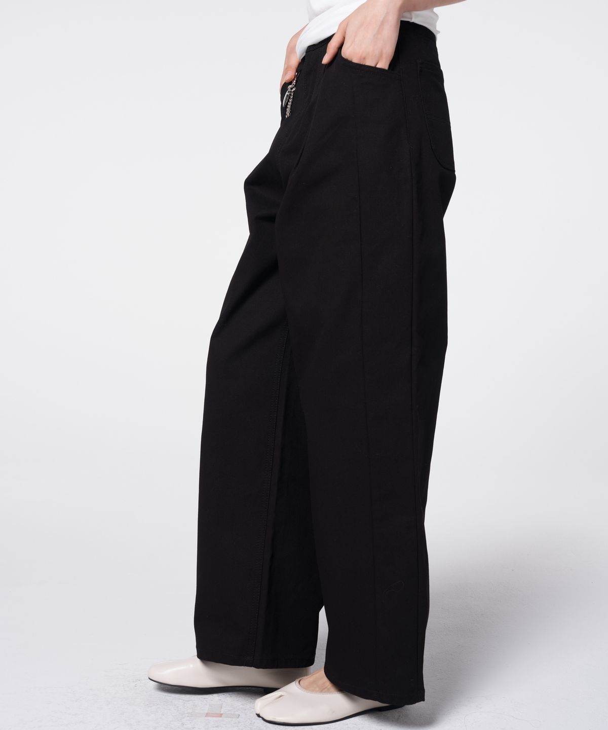320쇼룸(320SHOWROOM) Panel Seam Semi Balloon Cotton Pants Black