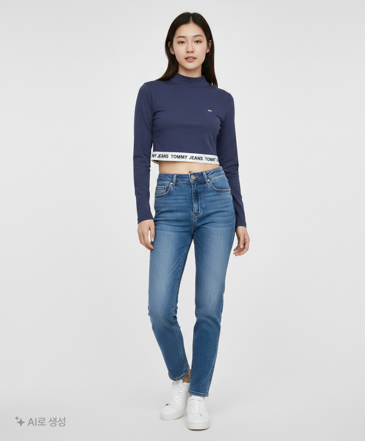 타미진스(TOMMY JEANS) [EXCLUSIVE] 크롭 로고 웨이스트밴드 탑 (T32C6TTO16TWT4C87) XS