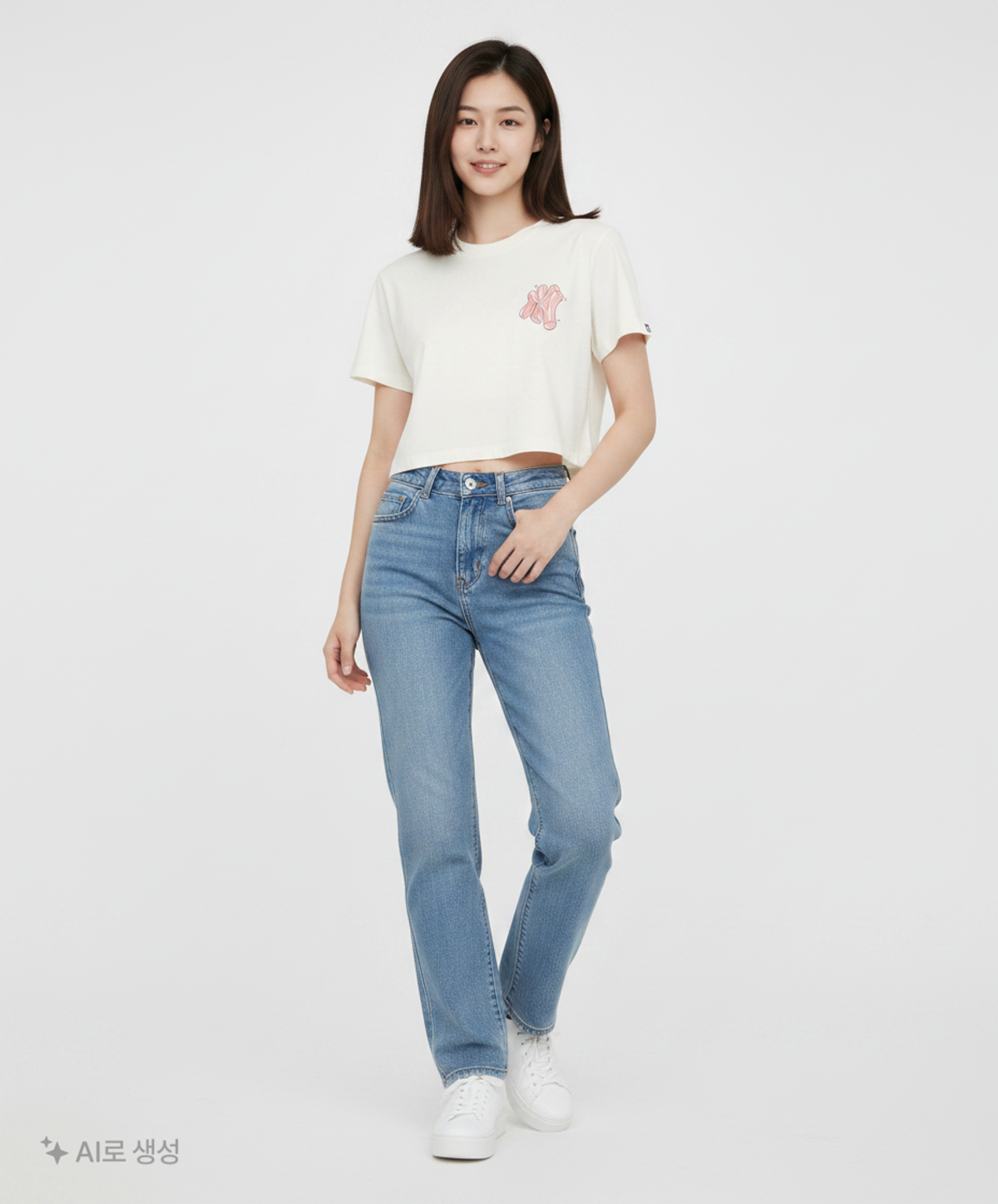 엠엘비(MLB) 여성 LIKE 백로고 크롭 반팔 티셔츠 NY (Ivory) S