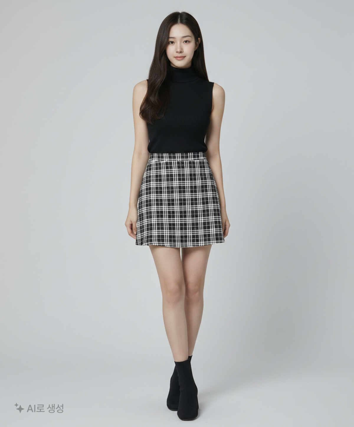 큐리티(CURETTY) C GLITTER CHECK MINI SKIRT_BLACK S