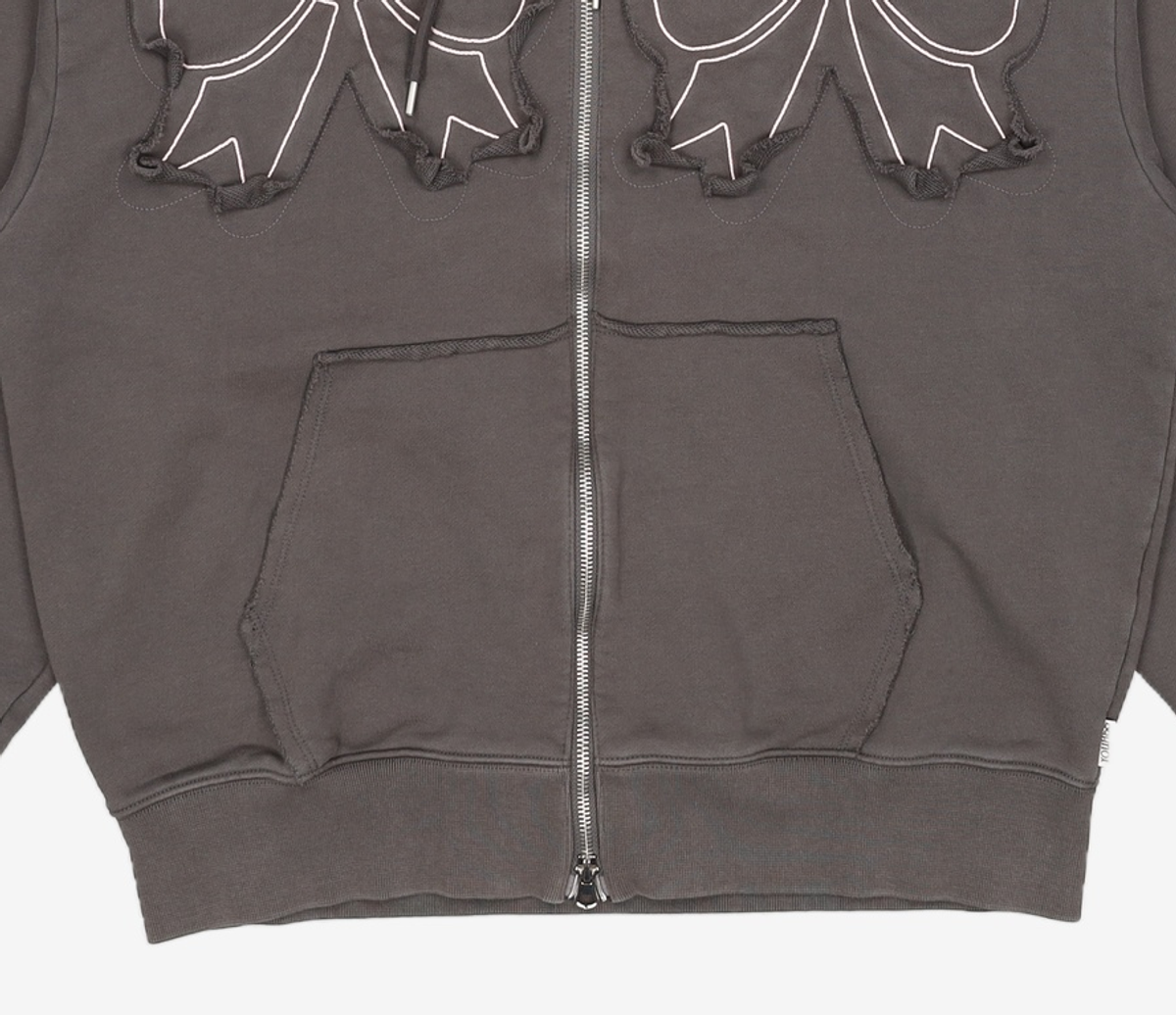 유희(YOUHEE) YOUHEE RIBBON HOOD ZIP-UP CHARCOAL FREE