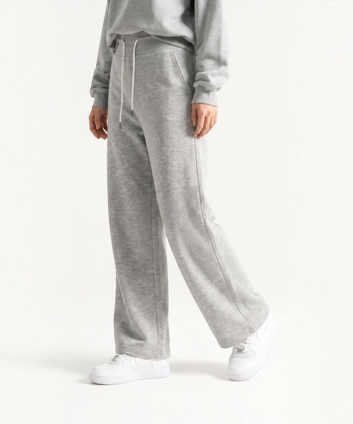 본슬리피(BORN SLIPPY) Crystal Wave Wide Sweat Pants (Melange Gray)