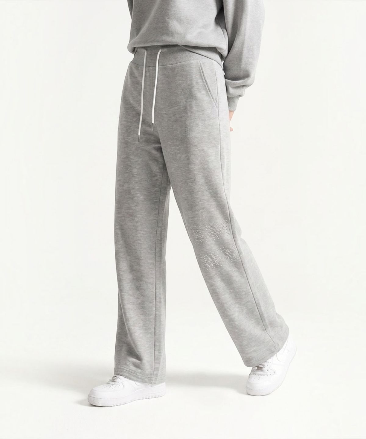 본슬리피(BORN SLIPPY) Crystal Wave Wide Sweat Pants (Melange Gray)