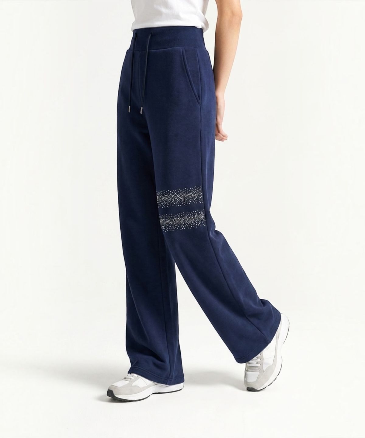 본슬리피(BORN SLIPPY) Crystal Wave Wide Sweat Pants (Navy)