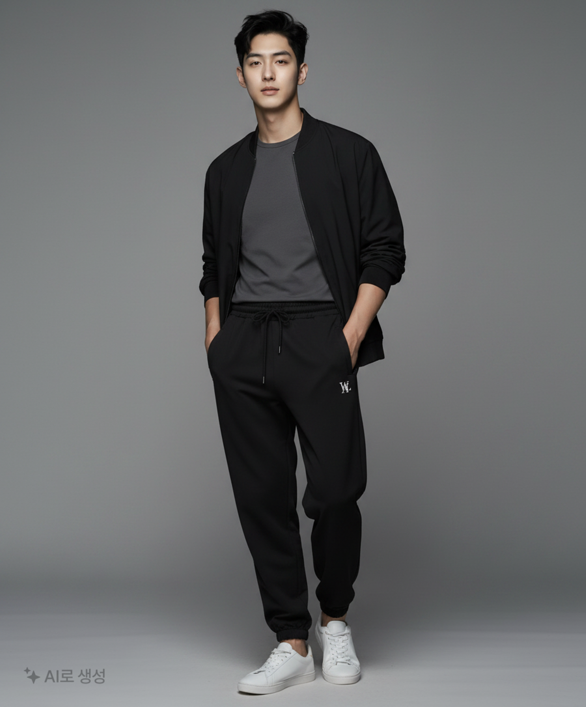 우알롱(WOOALONG) Signature summer jogger pants - BLACK S