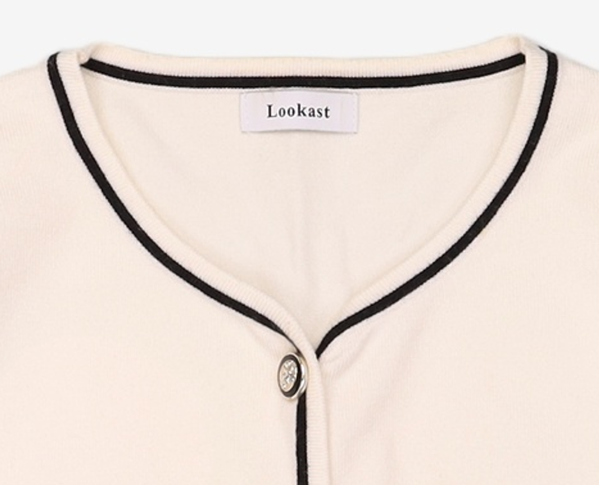 룩캐스트(LOOKAST) 아이보리 리즈 라인 니트 가디건 / IVORY LIZ LINE KNIT CARDIGAN S