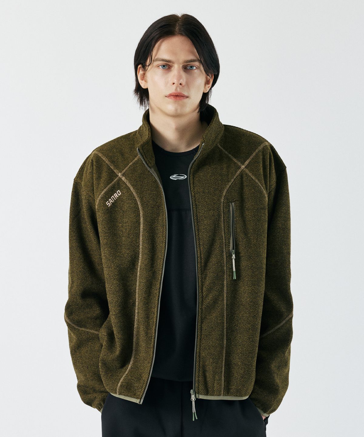 산로(SANRO) [UNISEX] 오드람프 플리스 핑거홀 자켓 - 카키