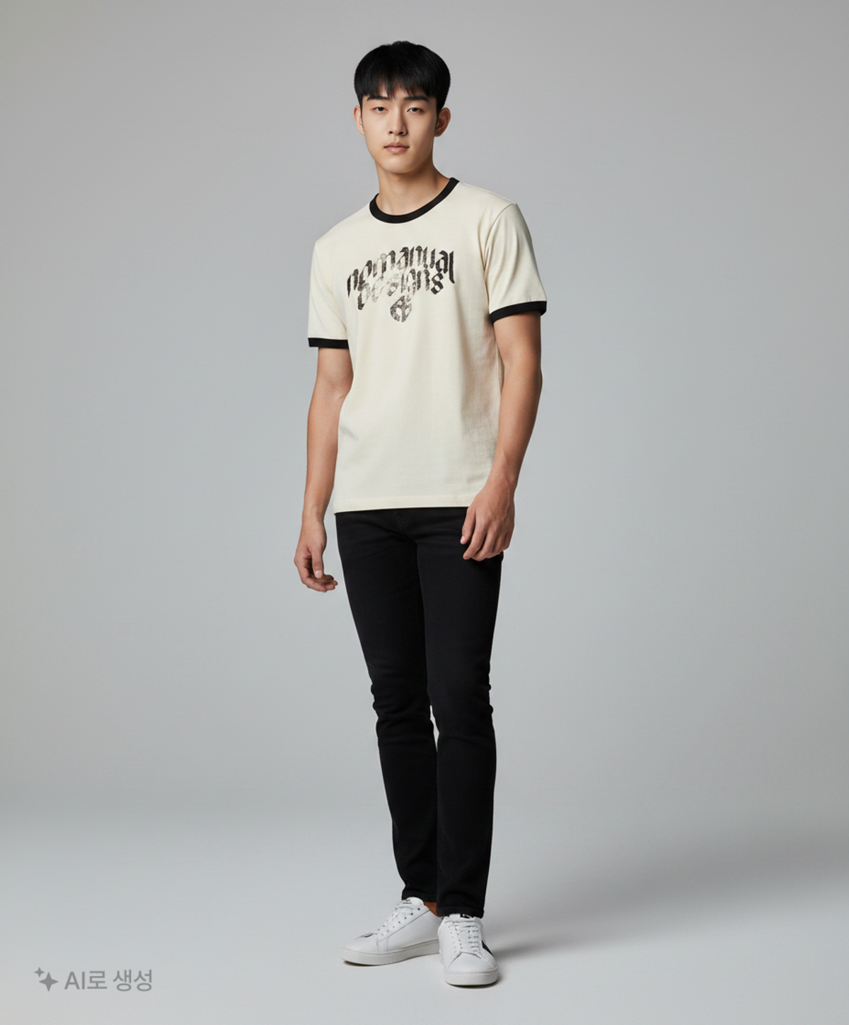 노매뉴얼(NOMANUAL) N.D RINGER T-SHIRT - CREAM XL