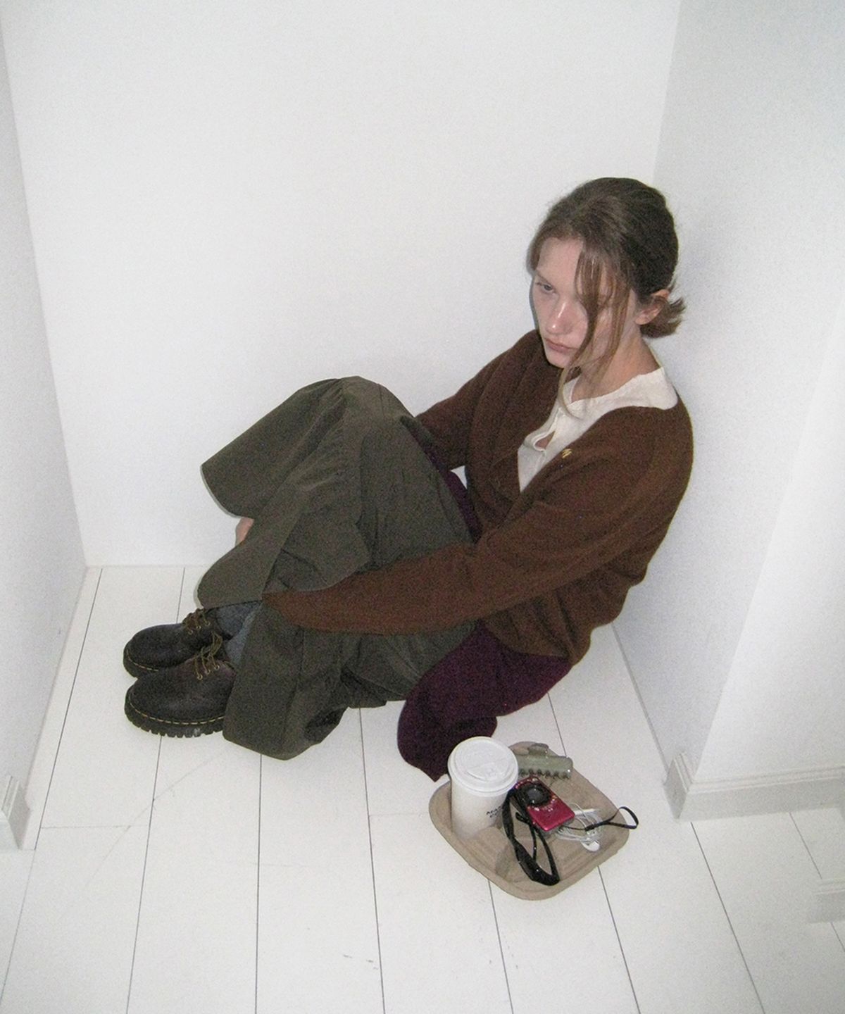 어패럴아카이브(APPAREL ARCHIVE) Poem shirring long skirt - Khaki Brown