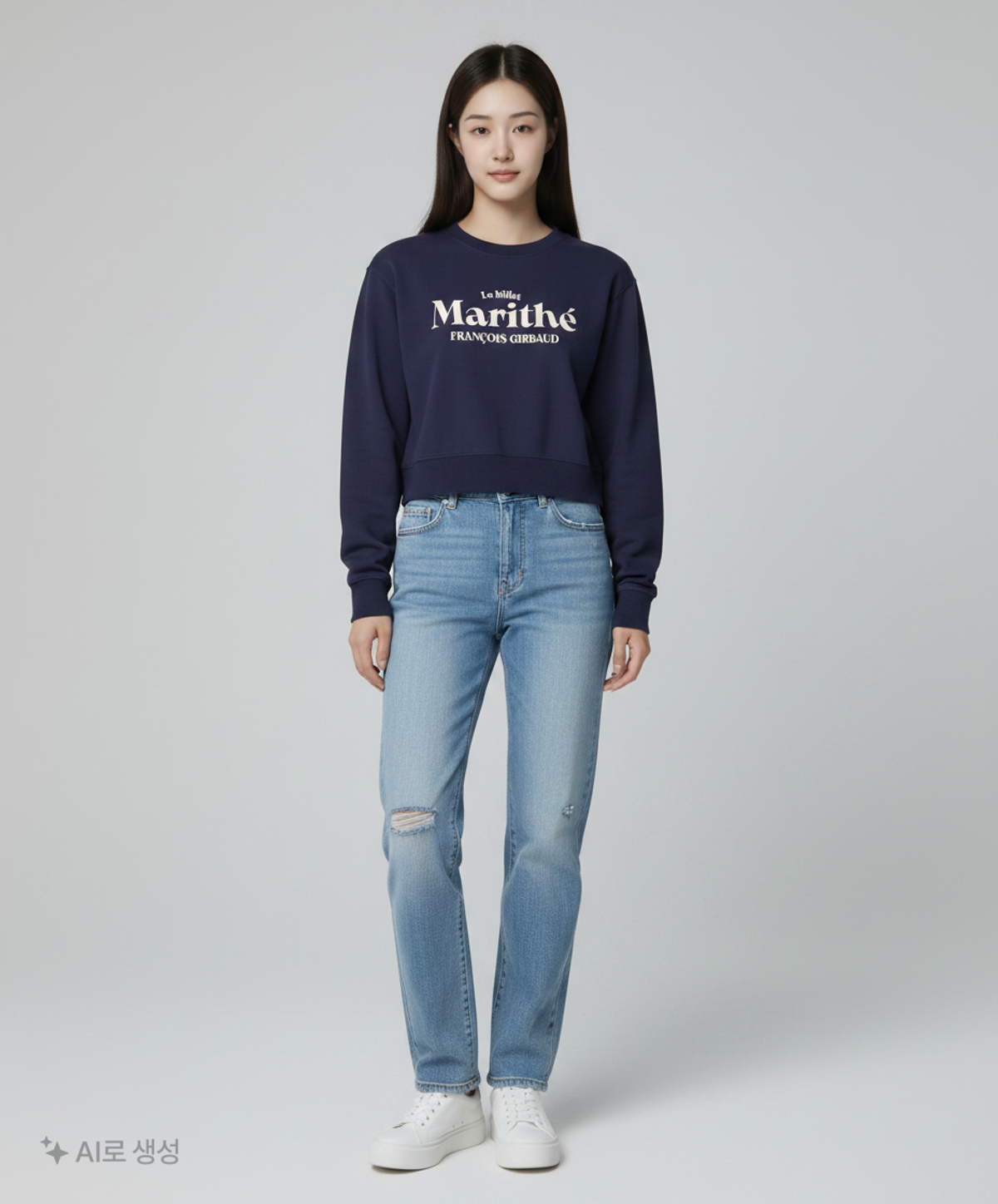 마리떼 프랑소와 저버(MARITHÉ + FRANҪOIS GIRBAUD) W LE BILLET LOGO CROP SWEATSHIRT navy S