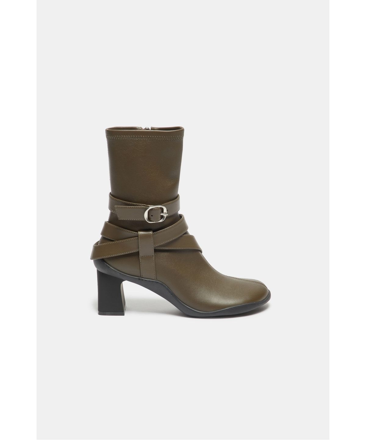 슈콤마보니(SUECOMMA BONNIE) Wrap buckle ankle boots(khaki)_DG3CW26503KHI
