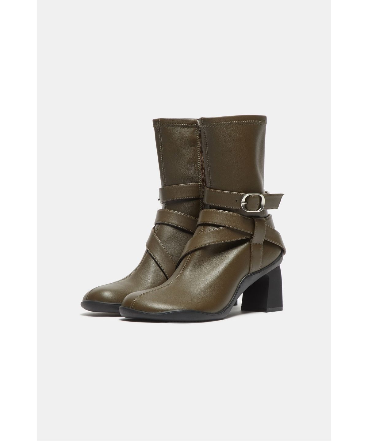 슈콤마보니(SUECOMMA BONNIE) Wrap buckle ankle boots(khaki)_DG3CW26503KHI