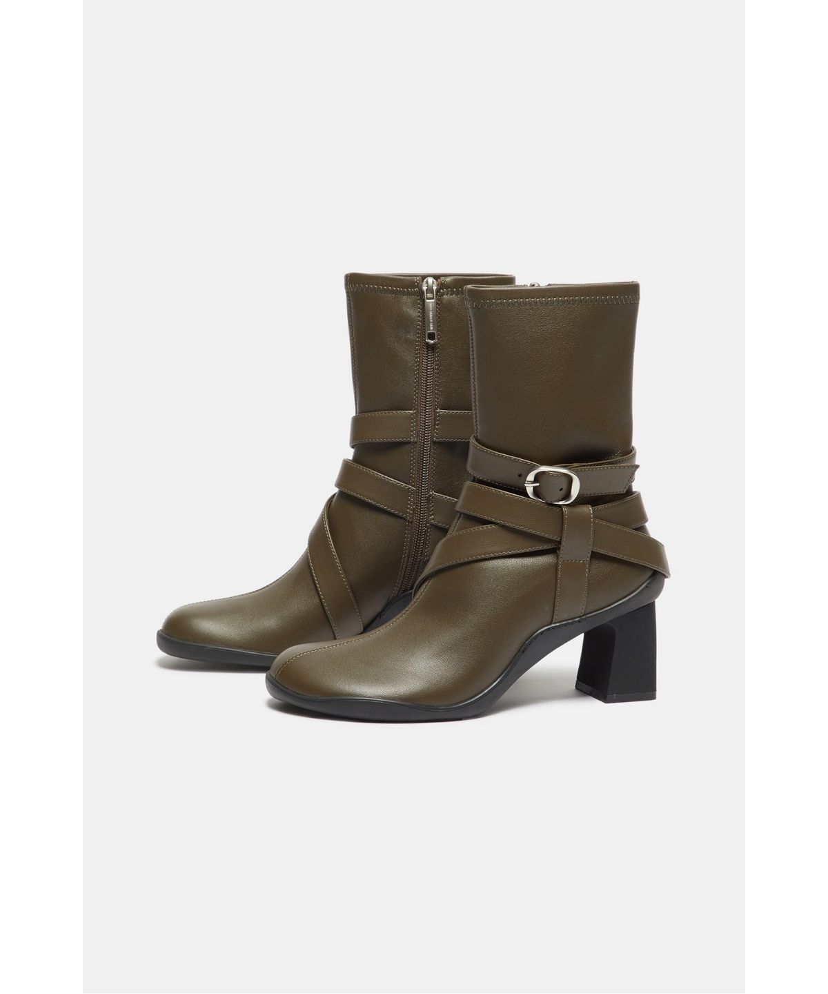 슈콤마보니(SUECOMMA BONNIE) Wrap buckle ankle boots(khaki)_DG3CW26503KHI