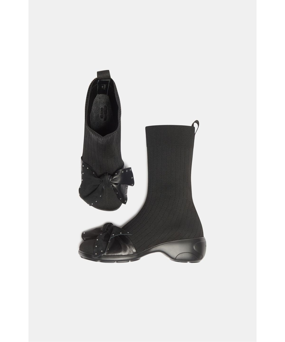 슈콤마보니(SUECOMMA BONNIE) Ribbon sock boots(black)_DG3CW26517BLK