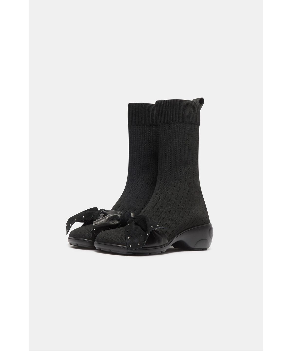 슈콤마보니(SUECOMMA BONNIE) Ribbon sock boots(black)_DG3CW26517BLK