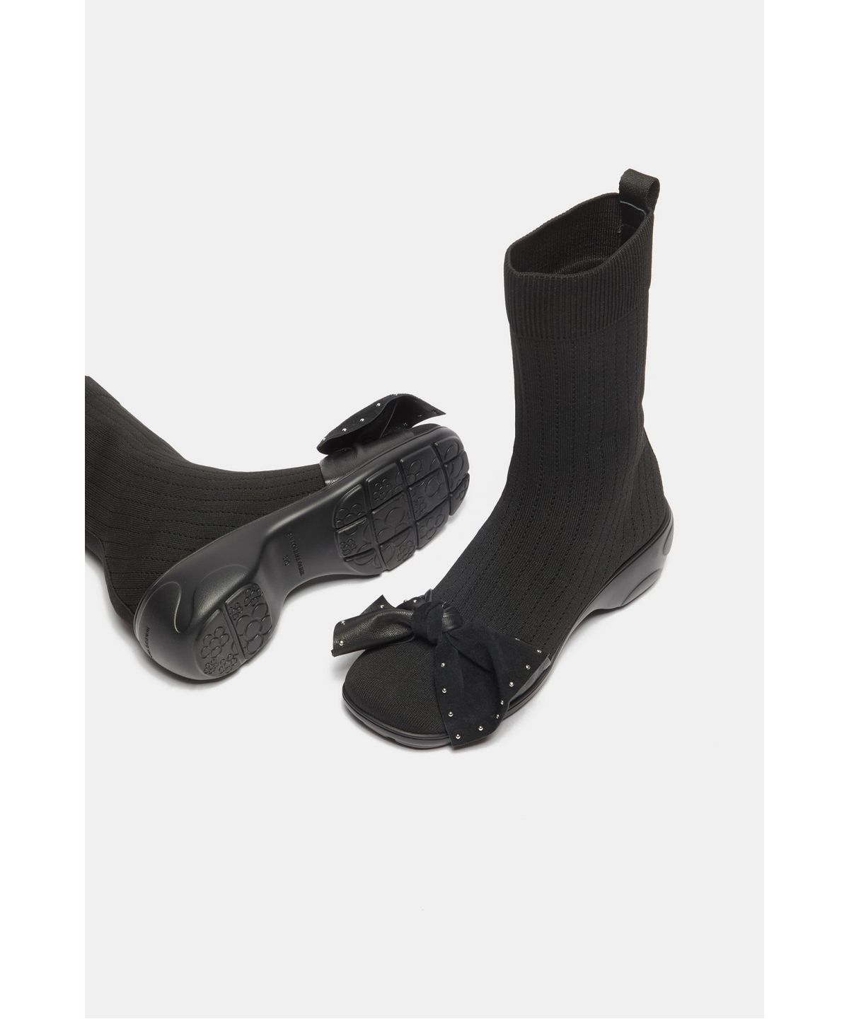 슈콤마보니(SUECOMMA BONNIE) Ribbon sock boots(black)_DG3CW26517BLK