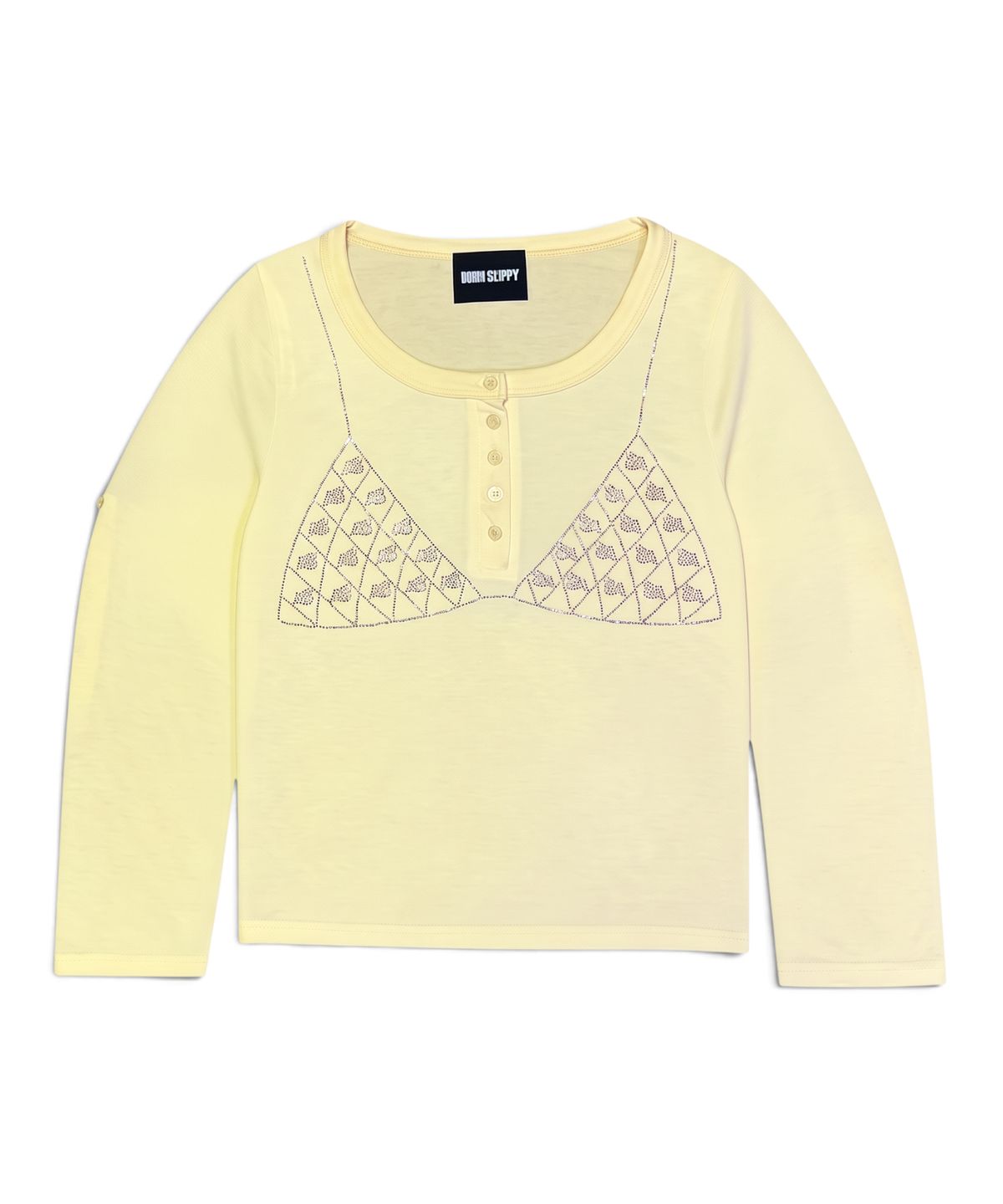 본슬리피(BORN SLIPPY) Crystal Bikini Henley Long Sleeve Tee (Yellow)