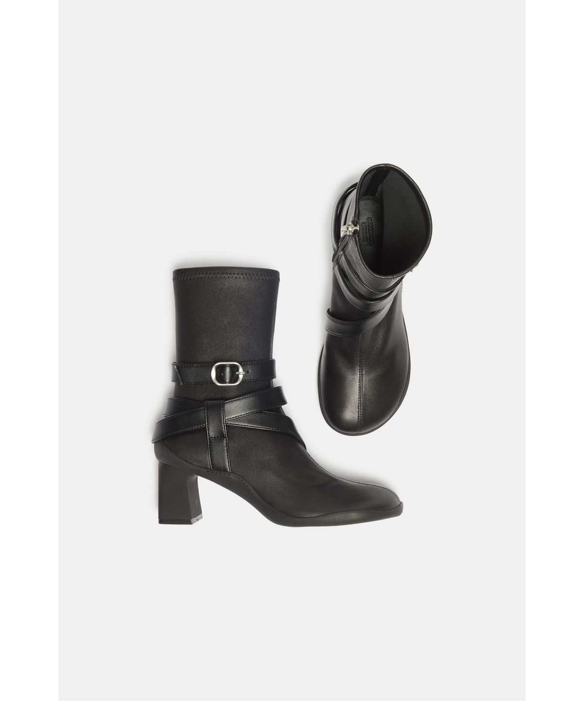 슈콤마보니(SUECOMMA BONNIE) Wrap buckle ankle boots(black)_DG3CW26503BLK
