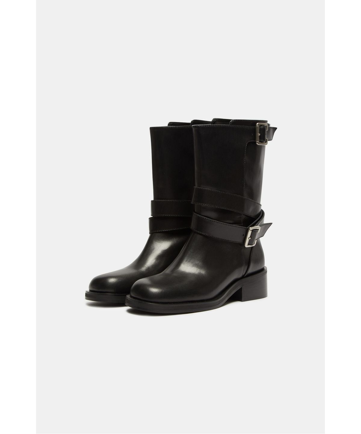 슈콤마보니(SUECOMMA BONNIE) Double buckle middle boots(black)_DG3CW26512BLK