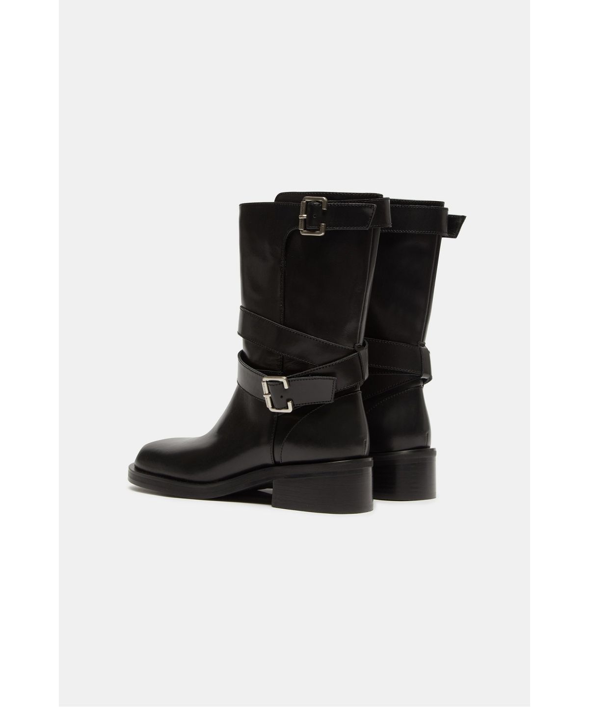 슈콤마보니(SUECOMMA BONNIE) Double buckle middle boots(black)_DG3CW26512BLK
