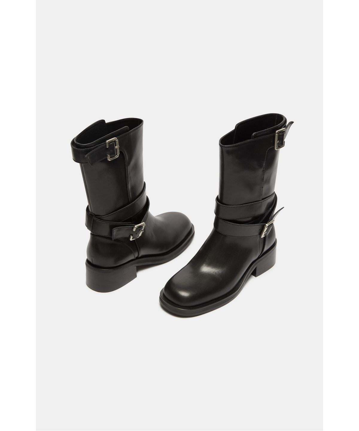슈콤마보니(SUECOMMA BONNIE) Double buckle middle boots(black)_DG3CW26512BLK