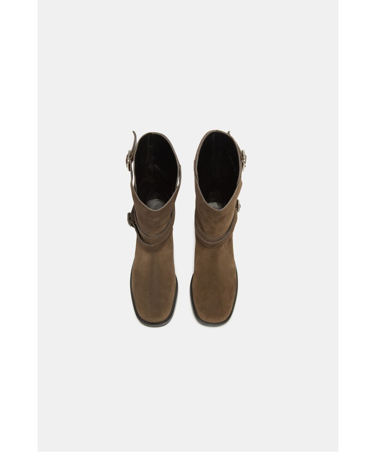 슈콤마보니(SUECOMMA BONNIE) Double buckle middle boots(brown)_DG3CW26512BRN
