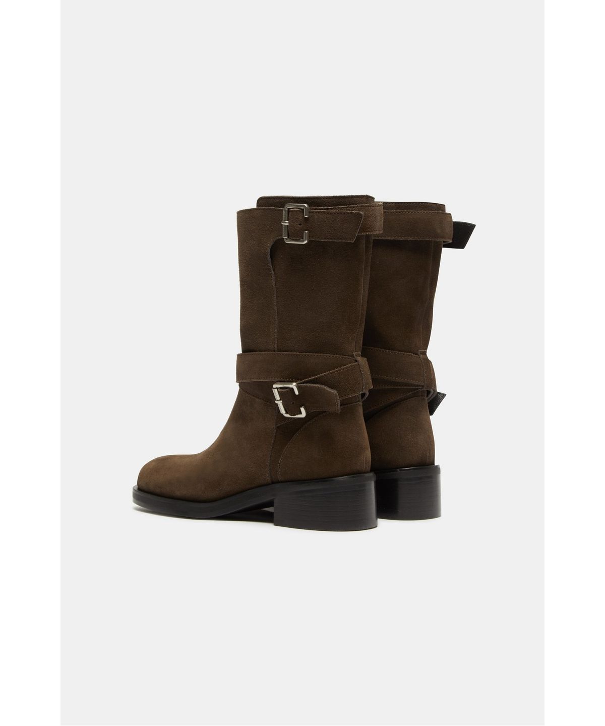 슈콤마보니(SUECOMMA BONNIE) Double buckle middle boots(brown)_DG3CW26512BRN