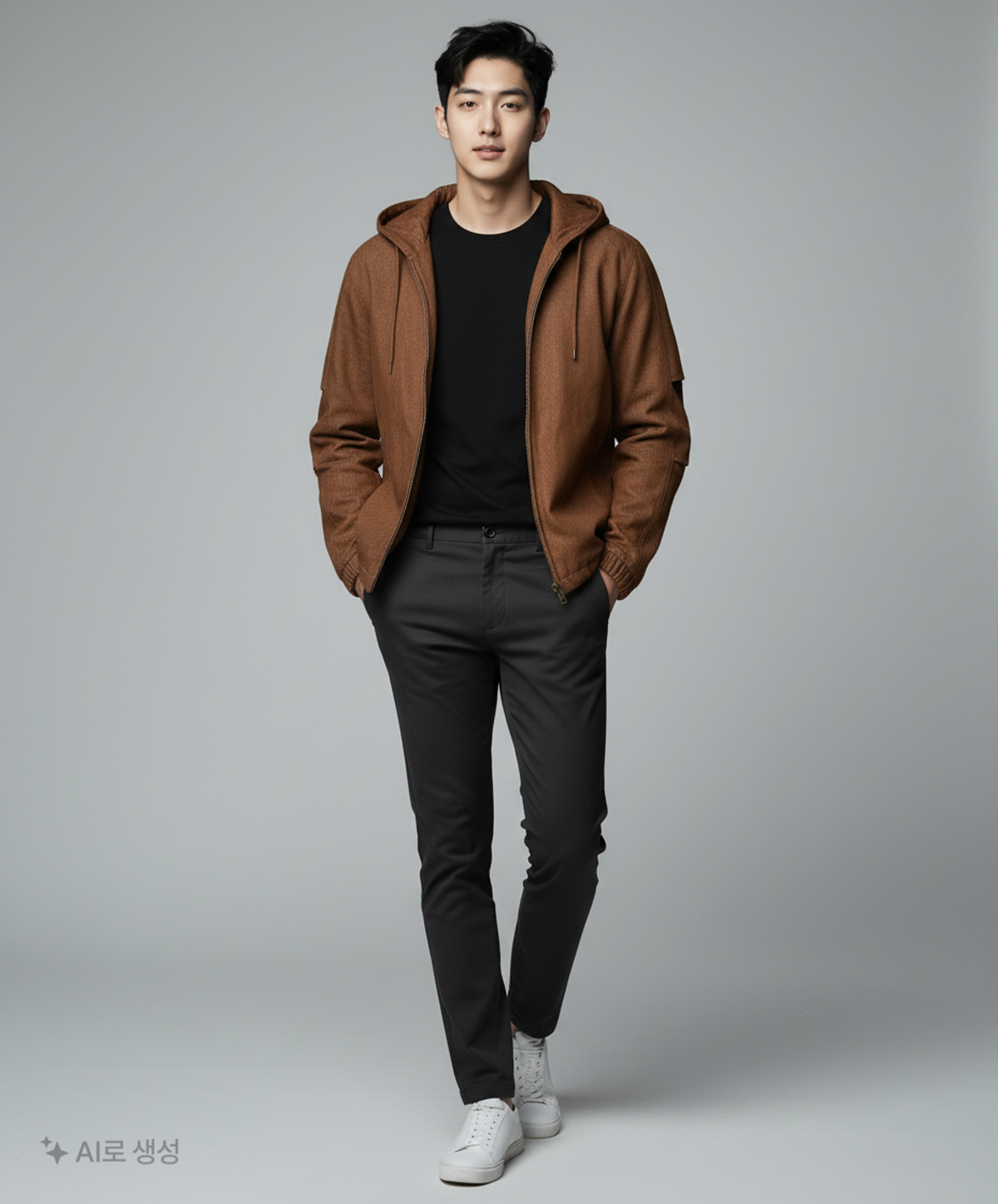 프리즘웍스(FRIZMWORKS) WASHED DENIM HOODED PARKA _ BROWN L