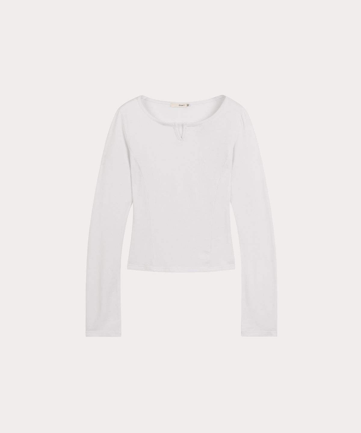 오우앗(OUAT) 슬림 넥 롱슬리브  티셔츠 (WHITE)