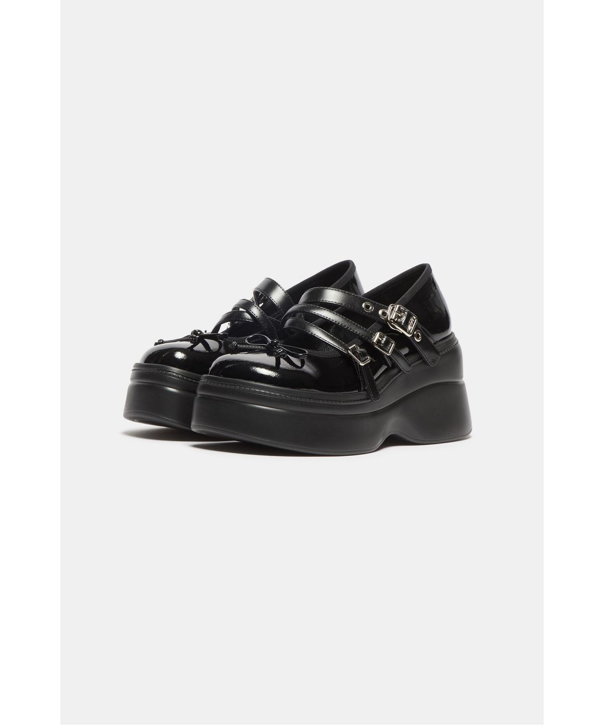 슈콤마보니(SUECOMMA BONNIE) Triple strap mary jane flats(black)_DG1DA26507BLK