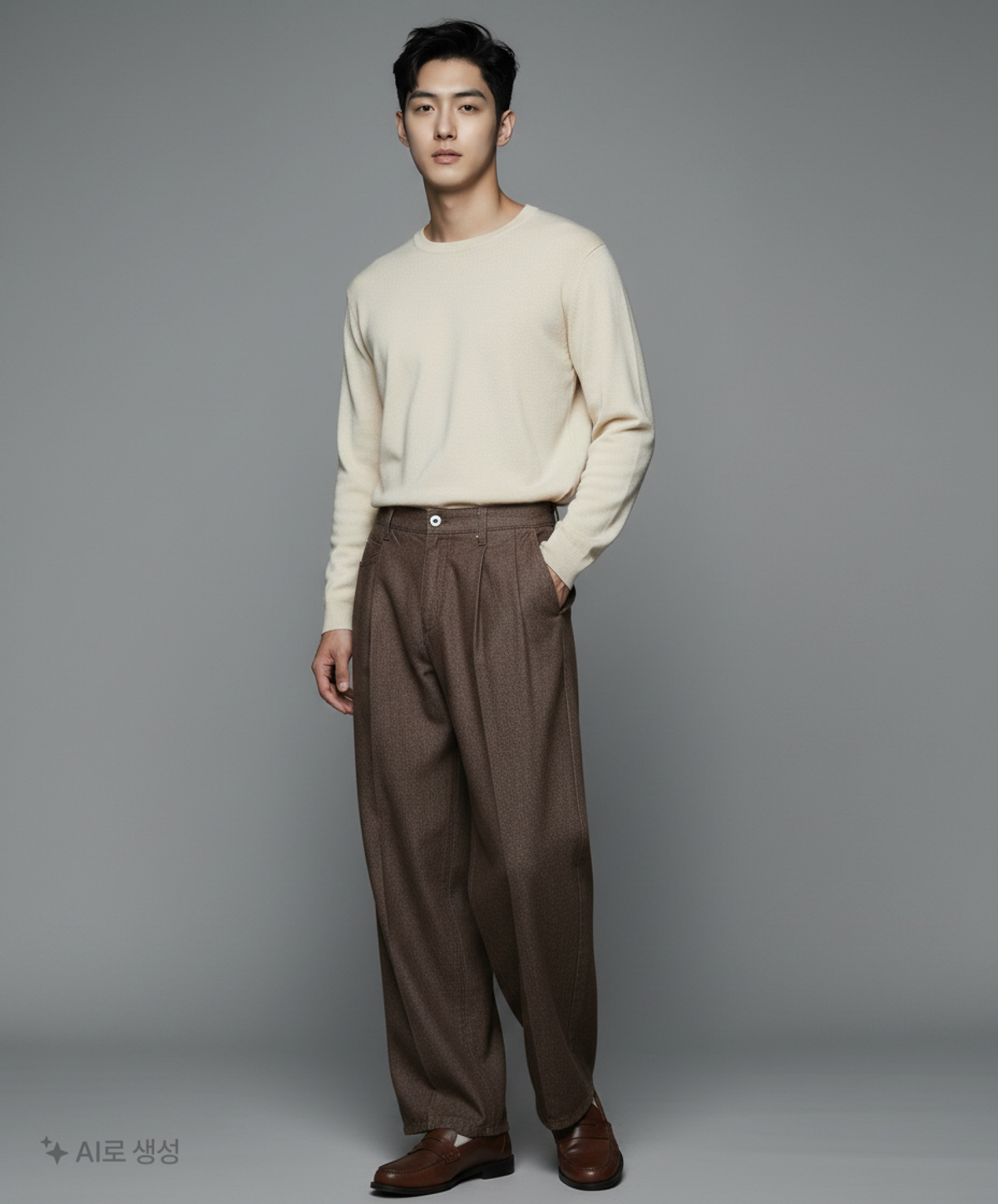 데케트(DECET) Deep Pleats Wide Jeans DCPT030CPBrown 26