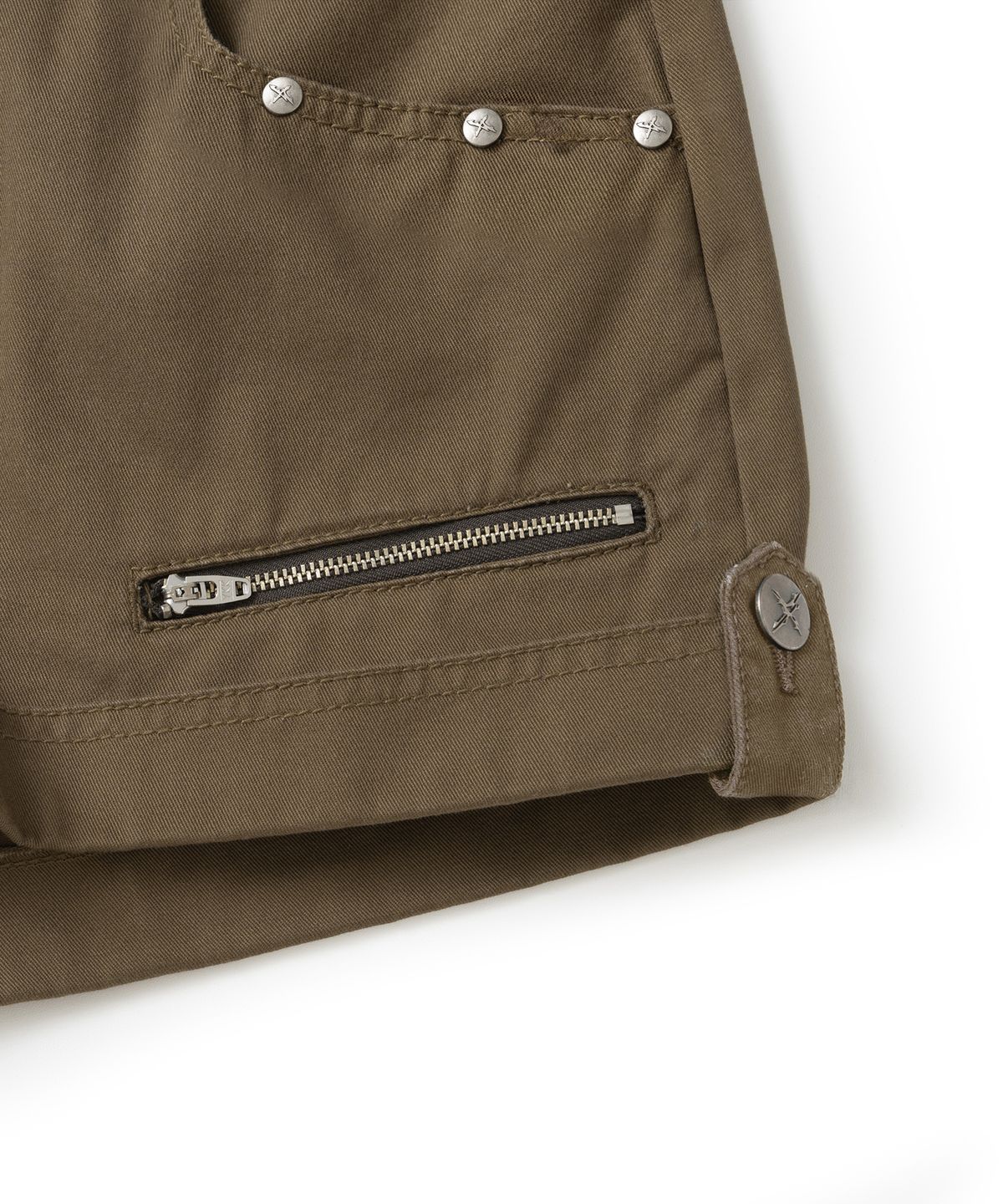 낫포너드(NOT4NERD) W Eyelet Studded Roll Up Utility Shorts - Brown