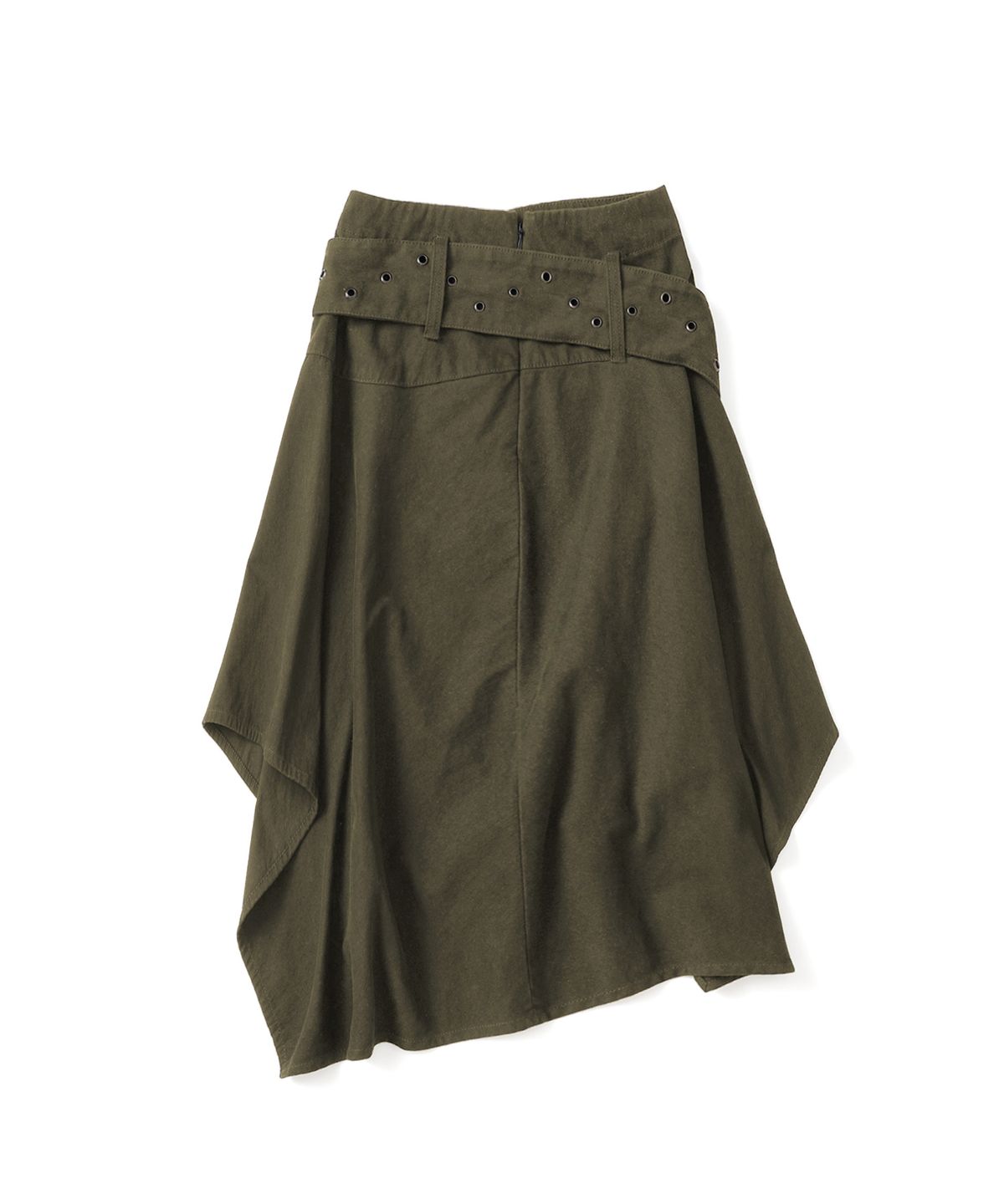 낫포너드(NOT4NERD) W Layered Belt Asymmetrical Skirt - Khaki