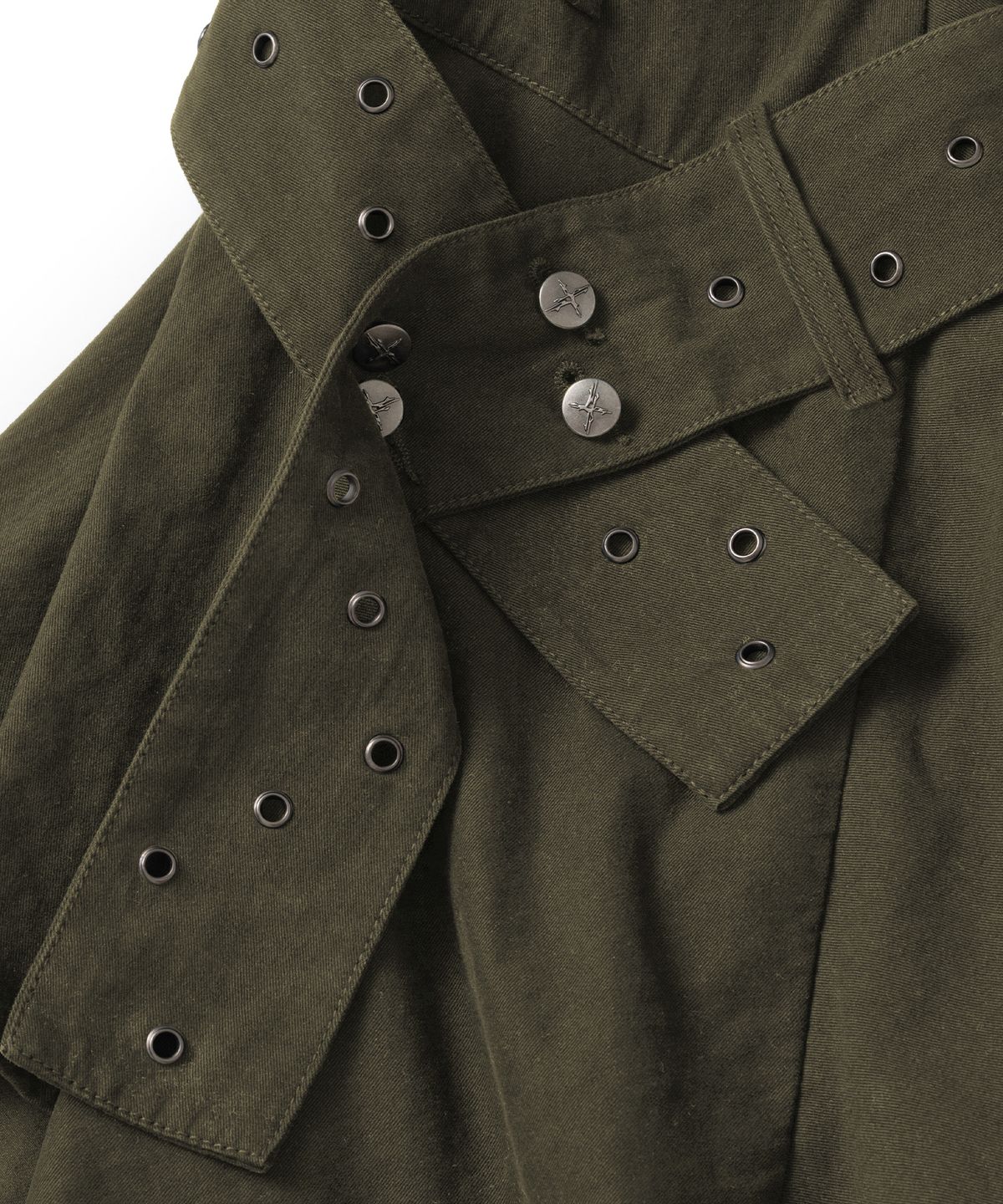 낫포너드(NOT4NERD) W Layered Belt Asymmetrical Skirt - Khaki