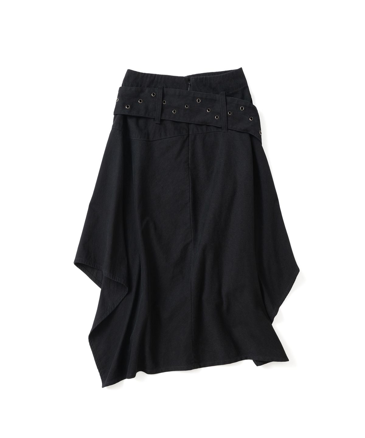 낫포너드(NOT4NERD) W Layered Belt Asymmetrical Skirt - Black
