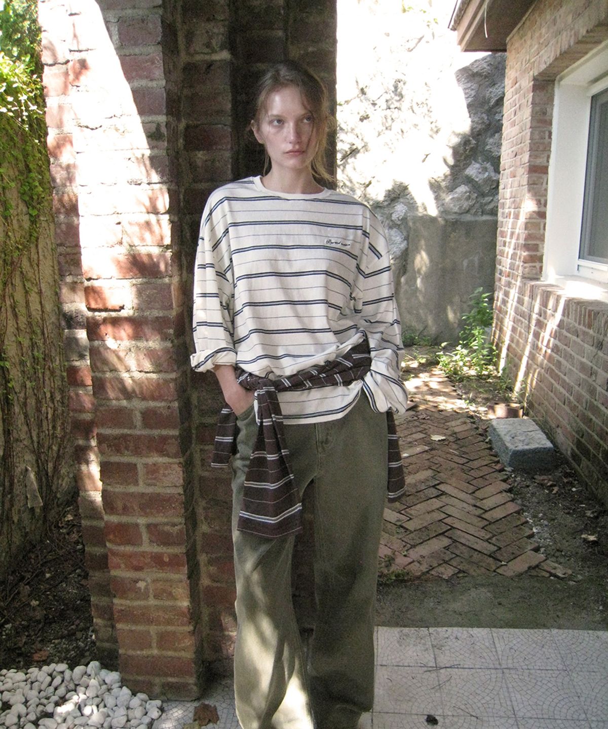 어패럴아카이브(APPAREL ARCHIVE) Rove stripe long sleeve tee - Ivory