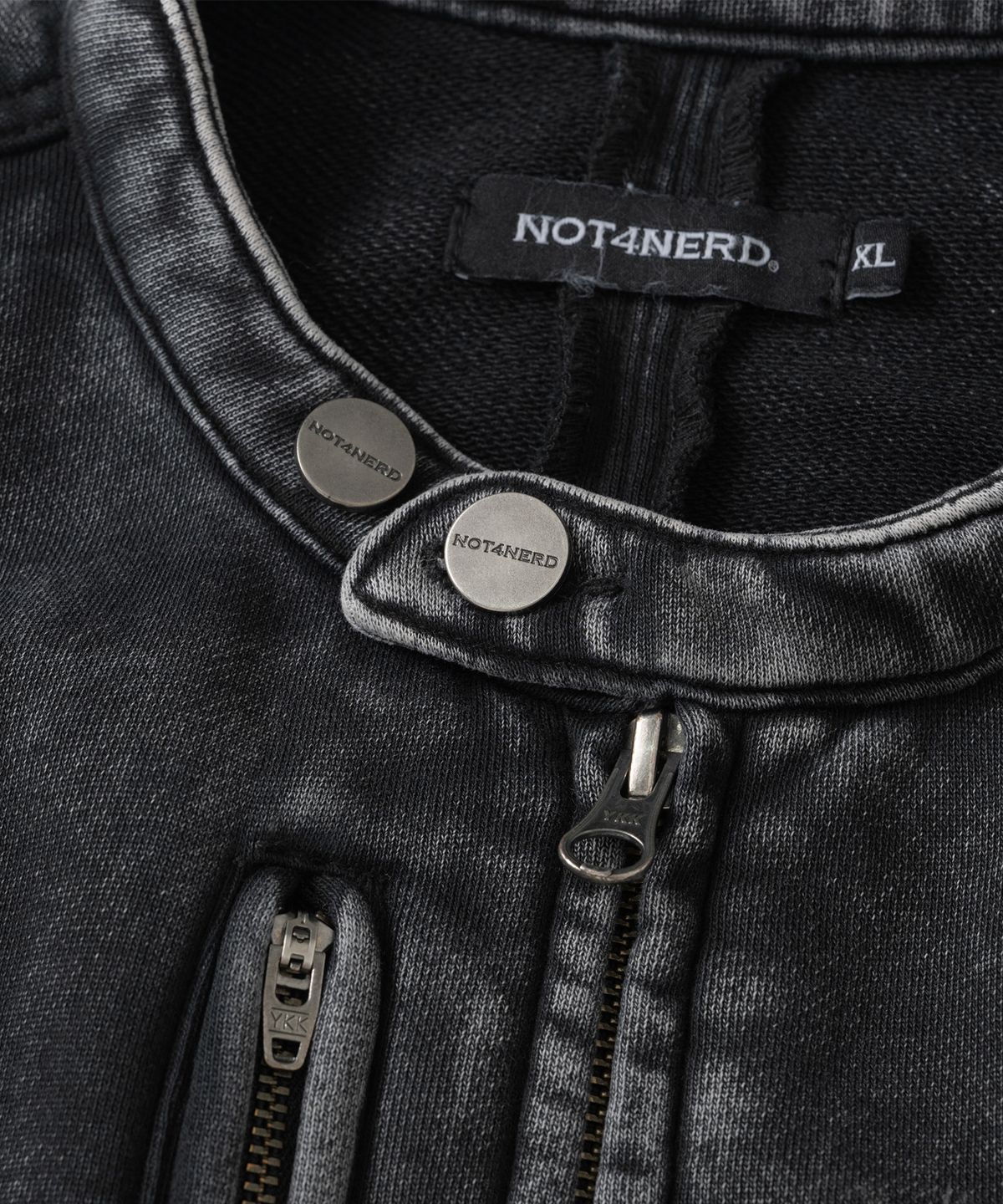 낫포너드(NOT4NERD) W Curve Panel Biker Jersey Jacket - Charcoal