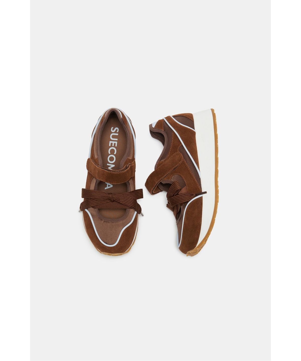 슈콤마보니(SUECOMMA BONNIE) Layered ribbon sneakers(brown)_DG4DA26513BRN