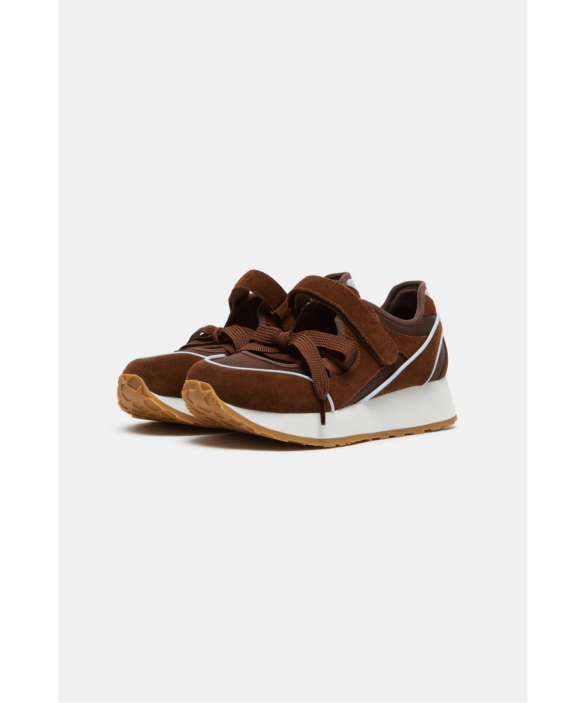 슈콤마보니(SUECOMMA BONNIE) Layered ribbon sneakers(brown)_DG4DA26513BRN