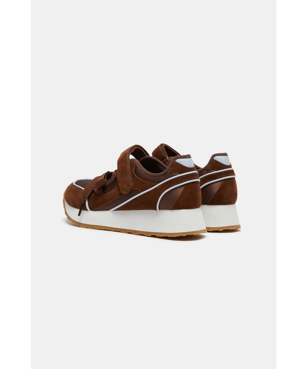 슈콤마보니(SUECOMMA BONNIE) Layered ribbon sneakers(brown)_DG4DA26513BRN