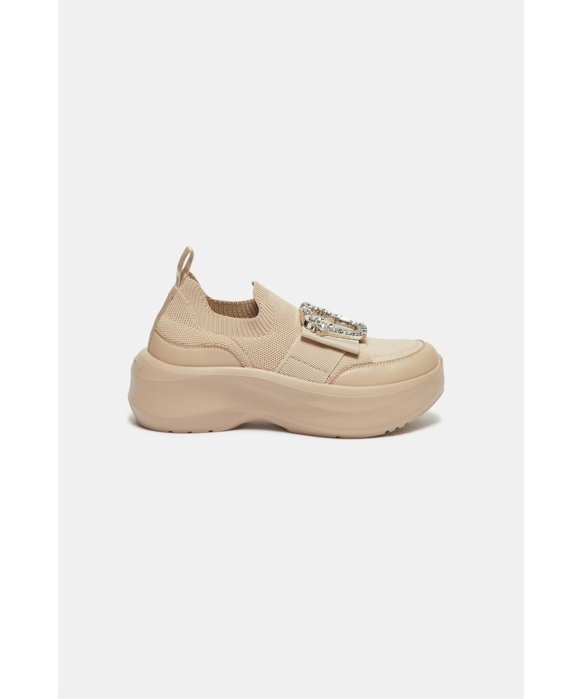 슈콤마보니(SUECOMMA BONNIE) Crystal buckle sneakers(beige)_DG4DA26519BEE