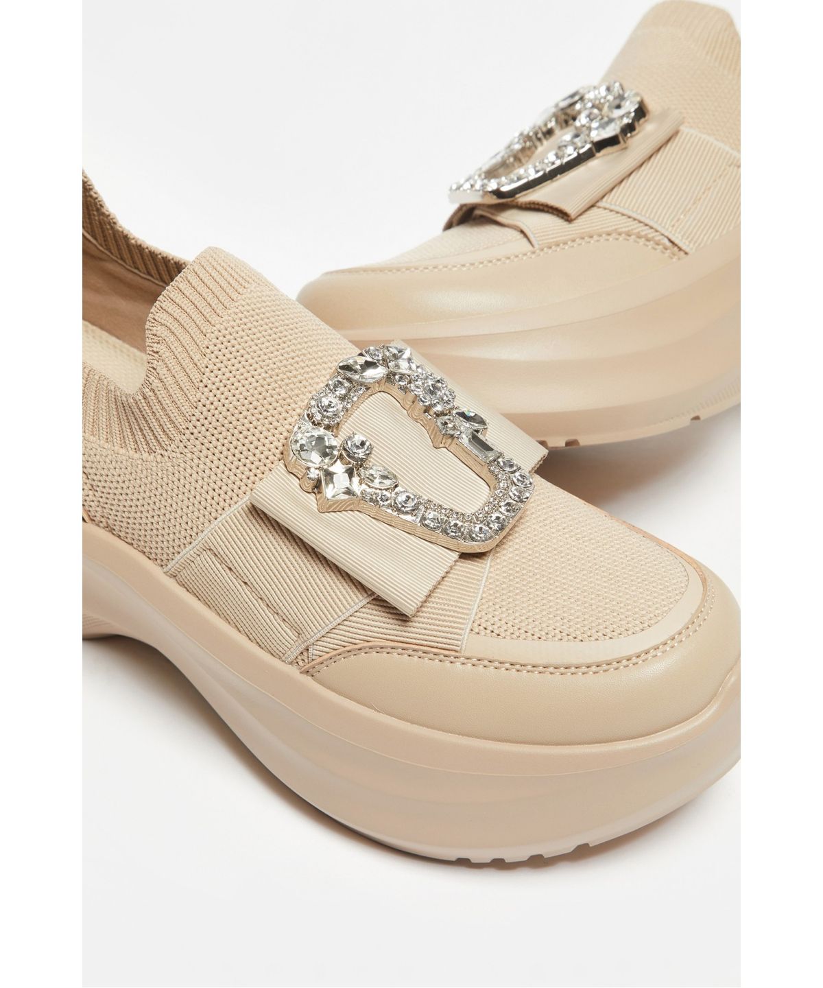 슈콤마보니(SUECOMMA BONNIE) Crystal buckle sneakers(beige)_DG4DA26519BEE