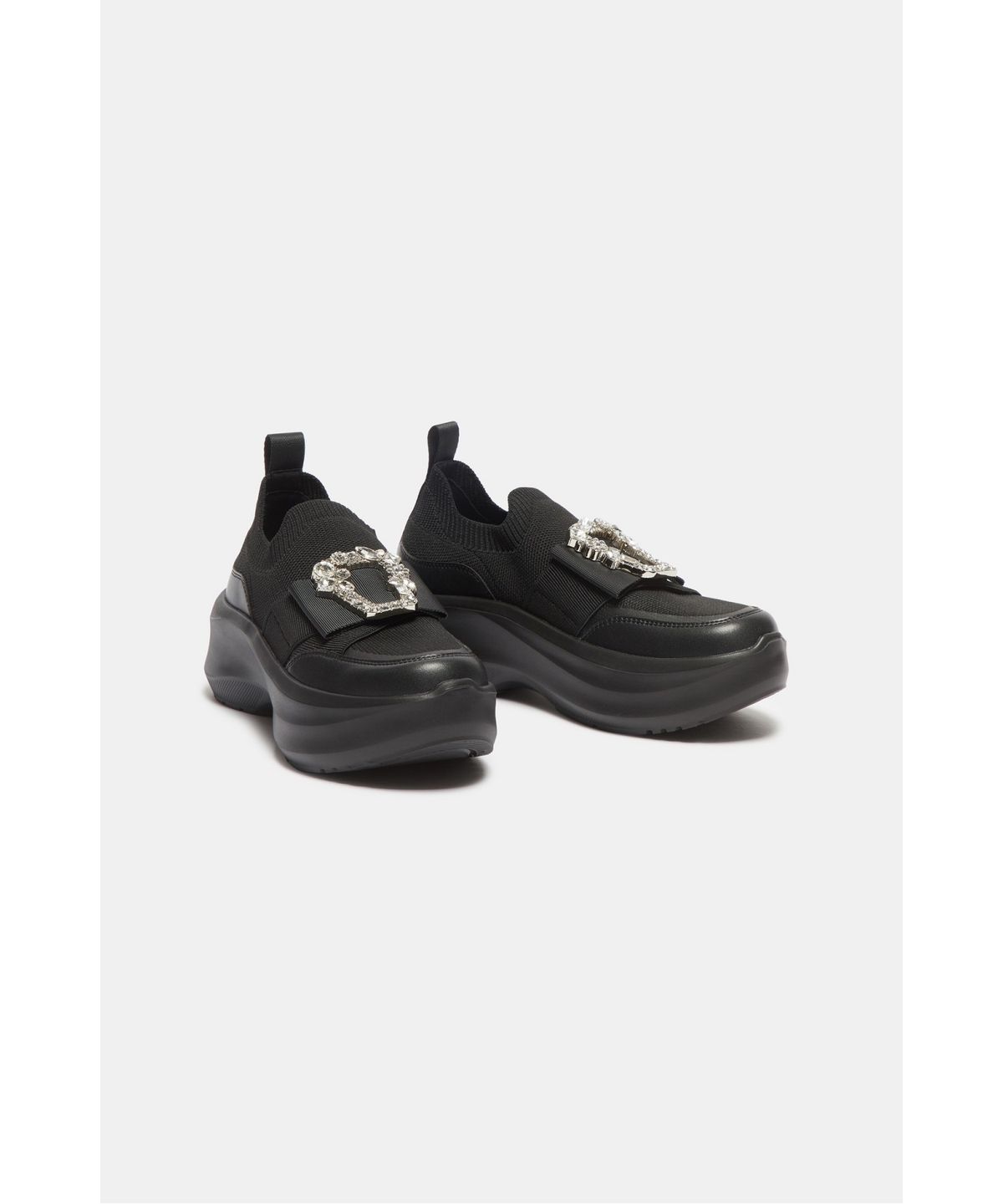 슈콤마보니(SUECOMMA BONNIE) Crystal buckle sneakers(black)_DG4DA26519BLK