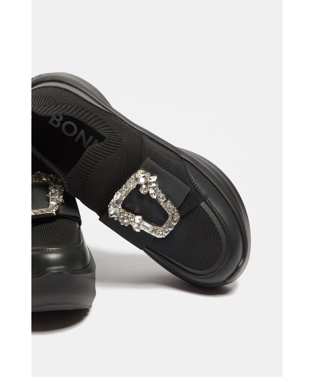 슈콤마보니(SUECOMMA BONNIE) Crystal buckle sneakers(black)_DG4DA26519BLK